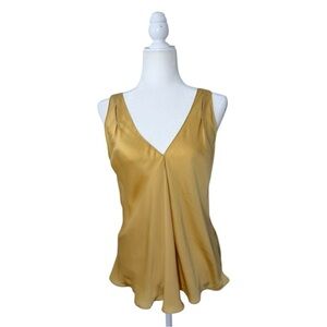 Vince Soft Gold Sleeveless V-Neck Draped Wrap Tank Top Blouse Women’s Large